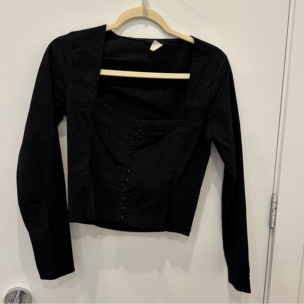 Urban Outfitters Black Long Sleeve Corset Top